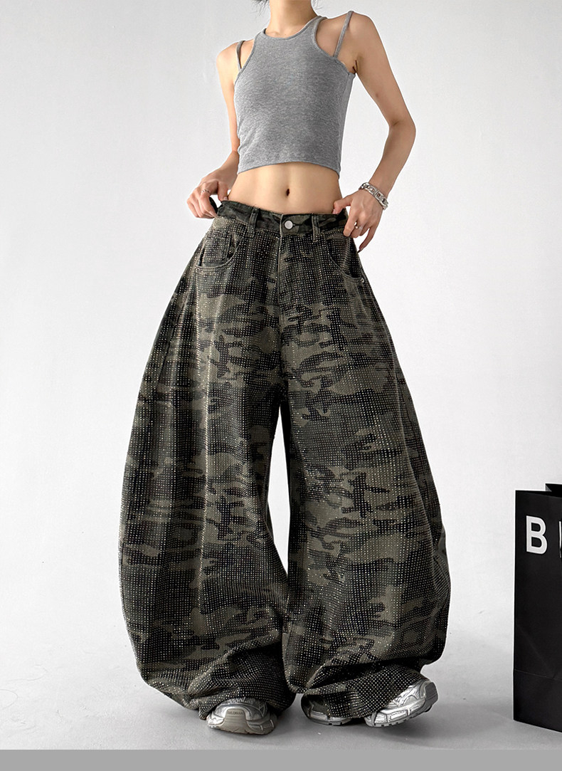 Camouflage Cargo Wide Leg Pants