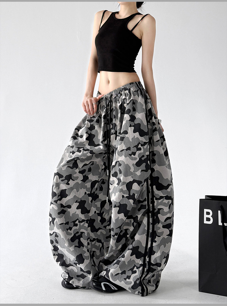 Trendy Camouflage Casual Loose Street Wide Leg Pants
