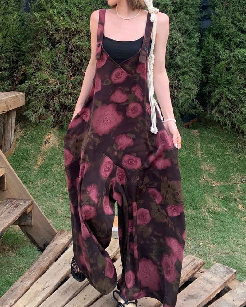 Camellia & Rose Printed Cami Wide Leg Jumpsuit
