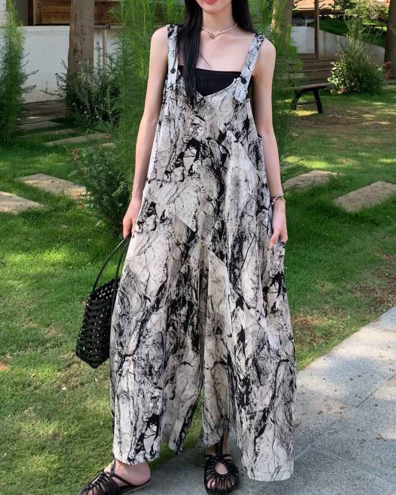 Ink Wash Gradient Printed Cami Wide Leg Jumpsuit