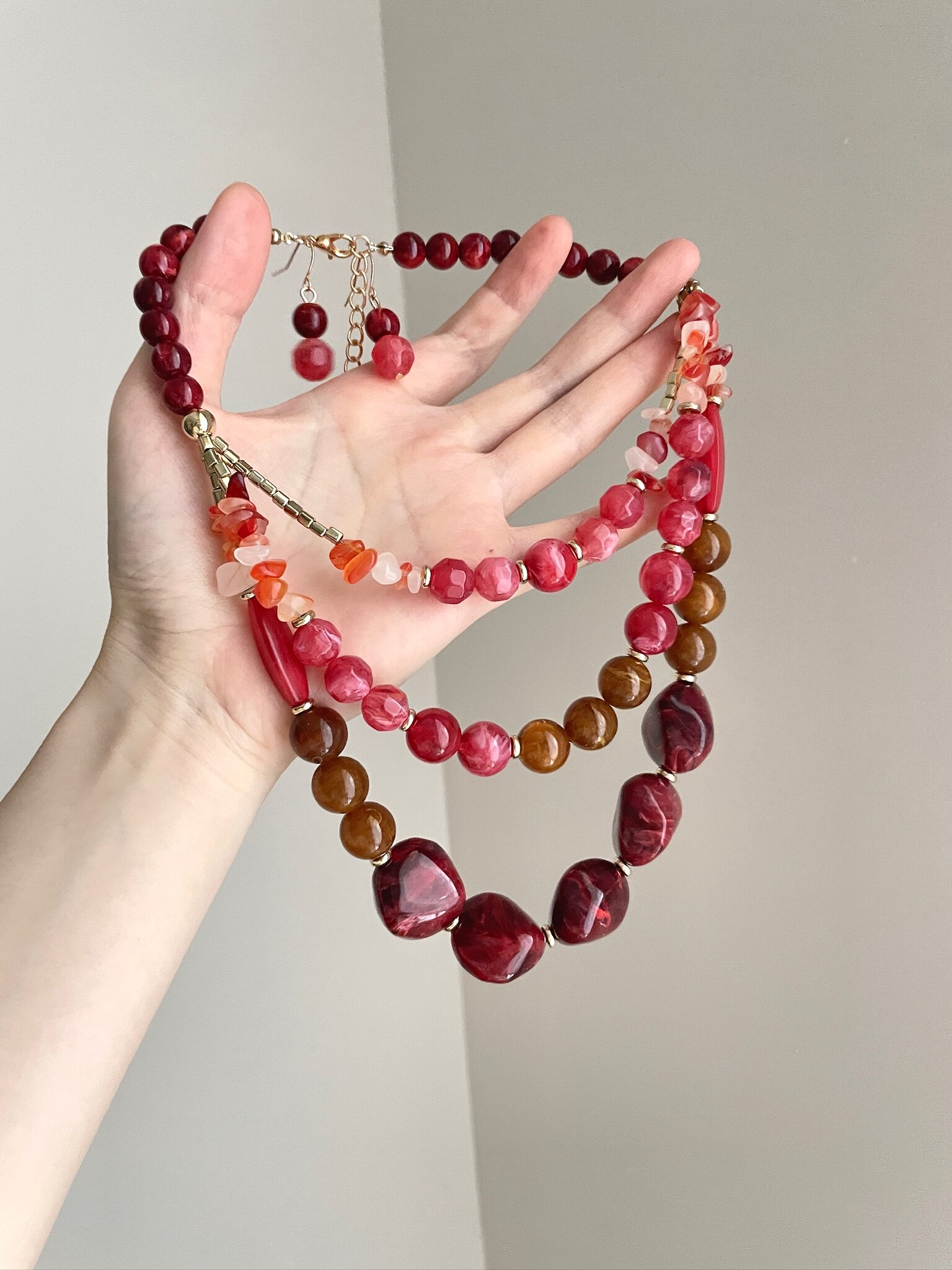 Vintage Crimson Blush Jewelry Set
