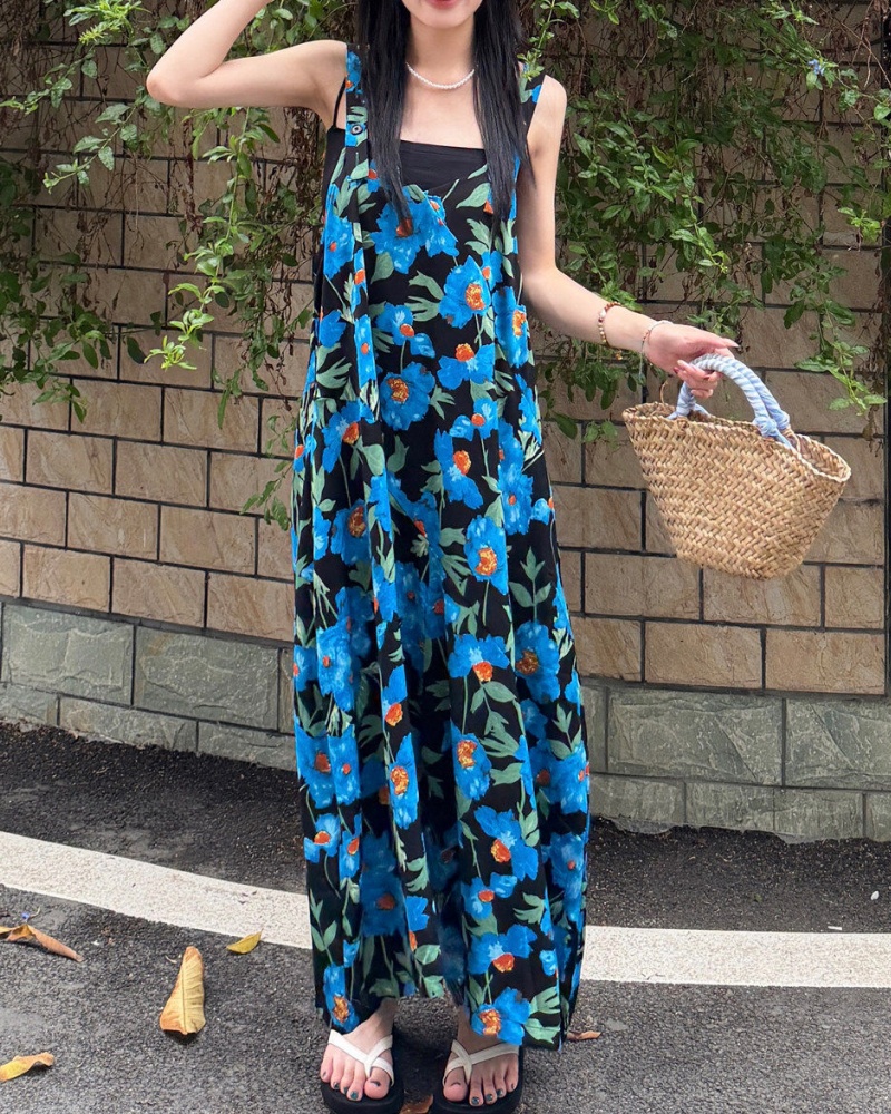 Blue Iris Printed Cami Jumpsuit Skirt Pants