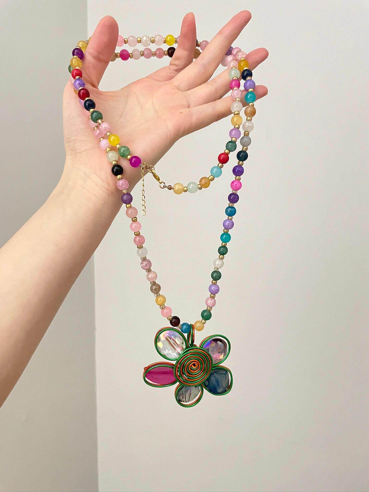 Vintage Rainbow Garden Necklace