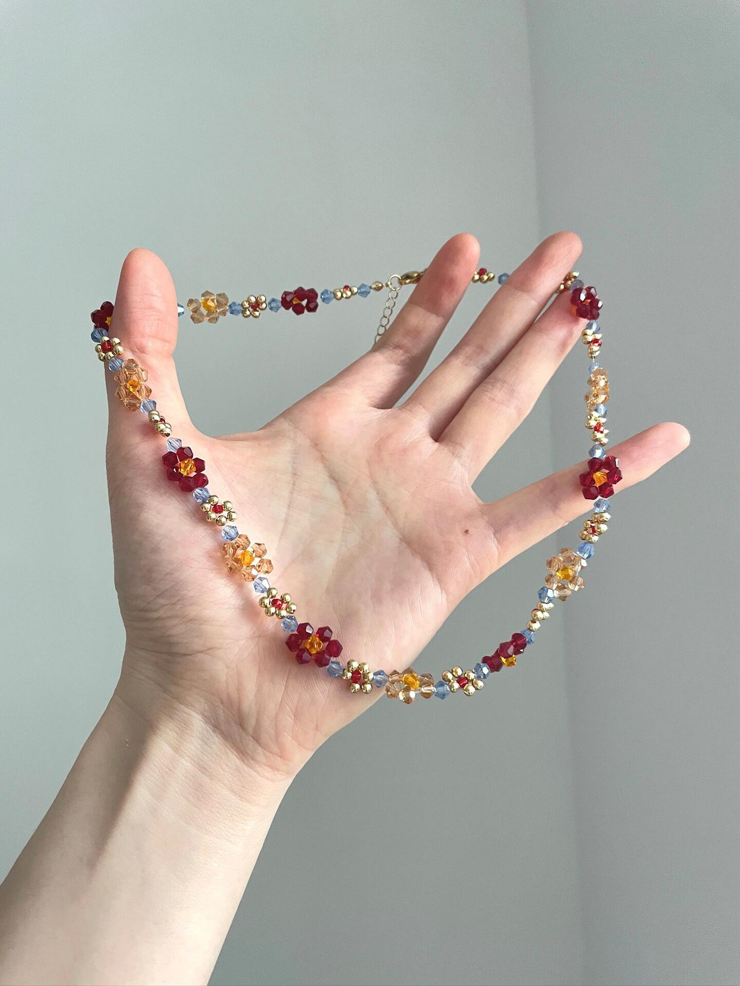 Vintage Dopamine Braided Flowers Necklace
