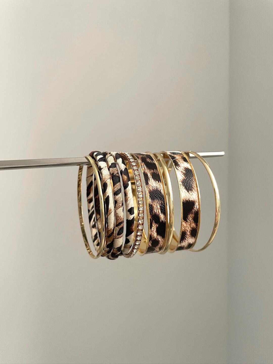 Vintage Bohemian Leopard Print Stackable Bangle Collection