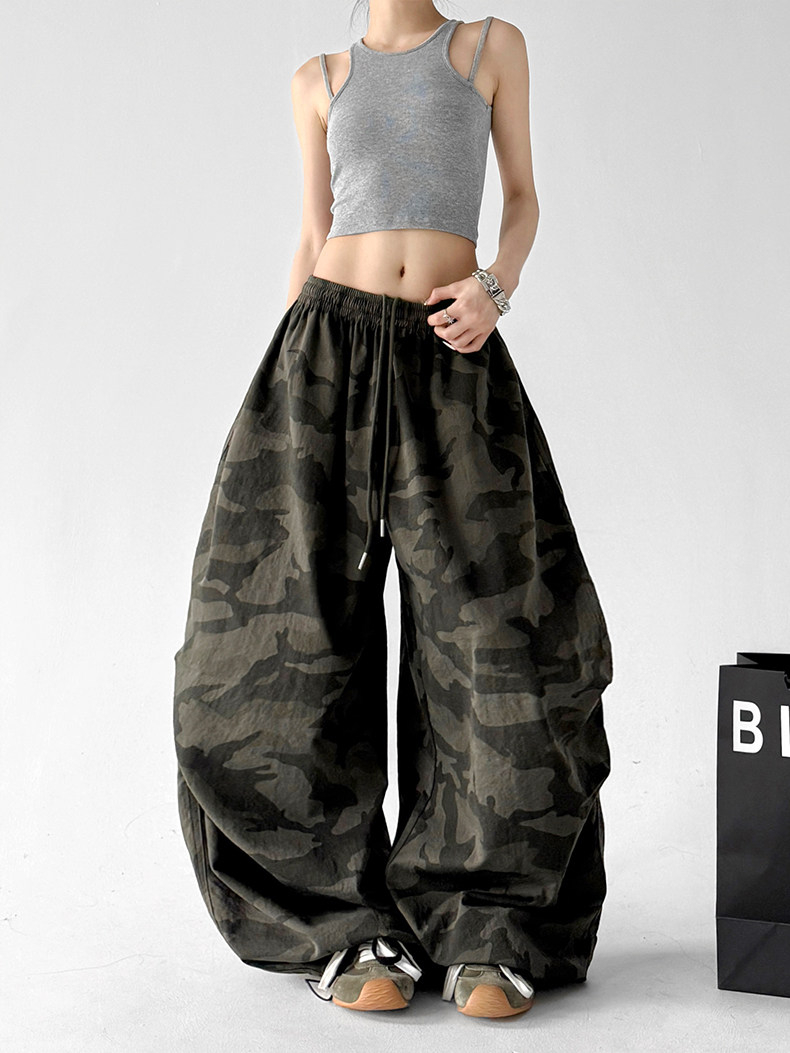 Camouflage Loose Wide Leg Trousers