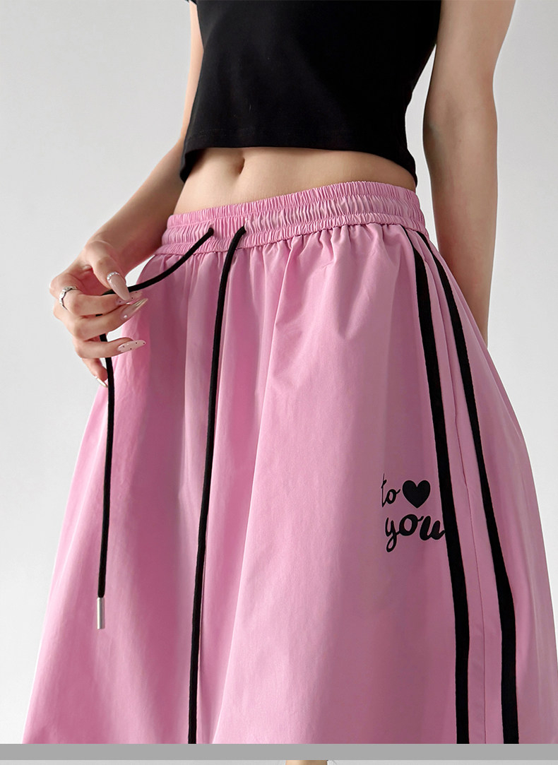 2026 Summer Pink Loose Straight Wide Leg Pants
