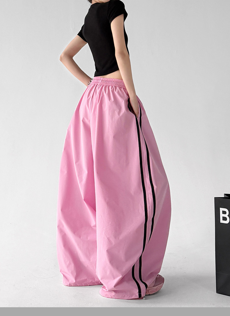 2026 Summer Pink Loose Straight Wide Leg Pants