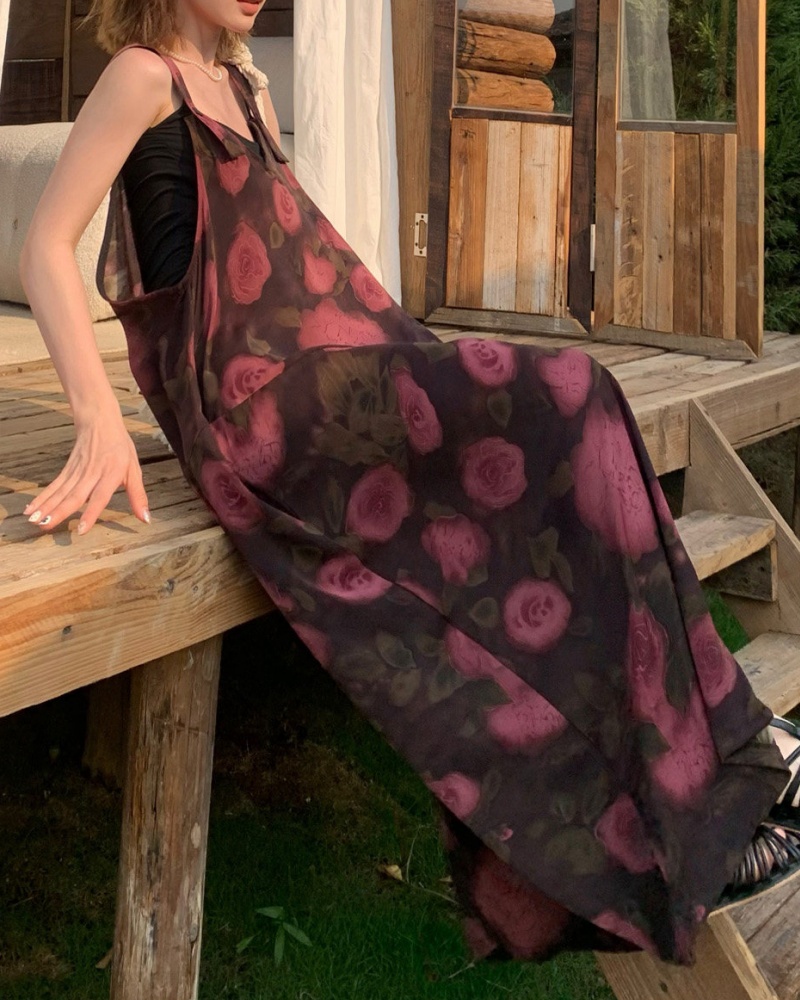 Camellia & Rose Printed Cami Wide Leg Jumpsuit