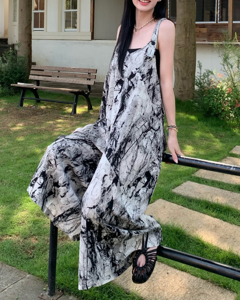 Ink Wash Gradient Printed Cami Wide Leg Jumpsuit