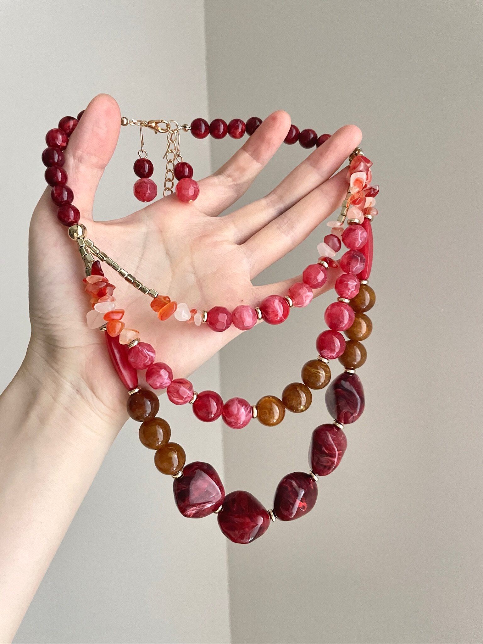 Vintage Crimson Blush Jewelry Set