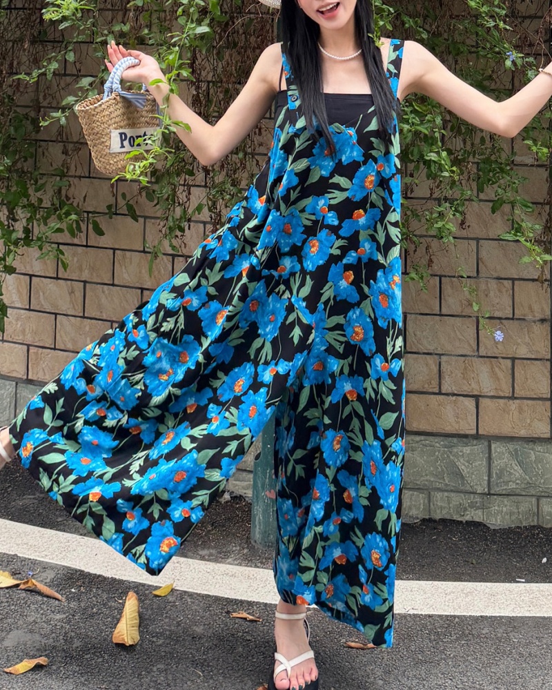 Blue Iris Printed Cami Jumpsuit Skirt Pants