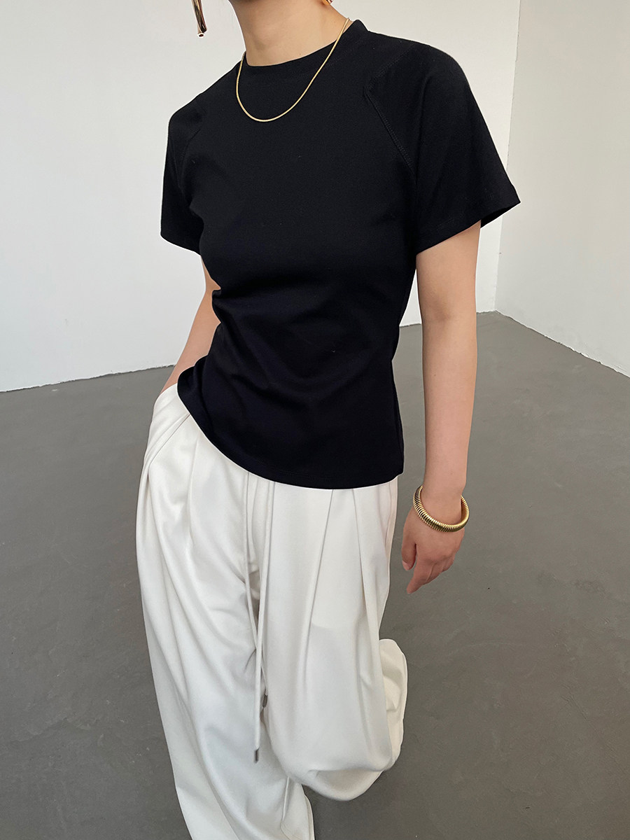 Basic Solid Color Fitted Crew Neck Short Sleeve Summer Casual T-Shirt