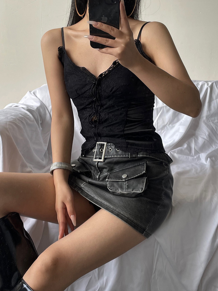 Solid Slim Cami Top Basic Spaghetti Strap Streetwear Slimming Crop Tank For Women