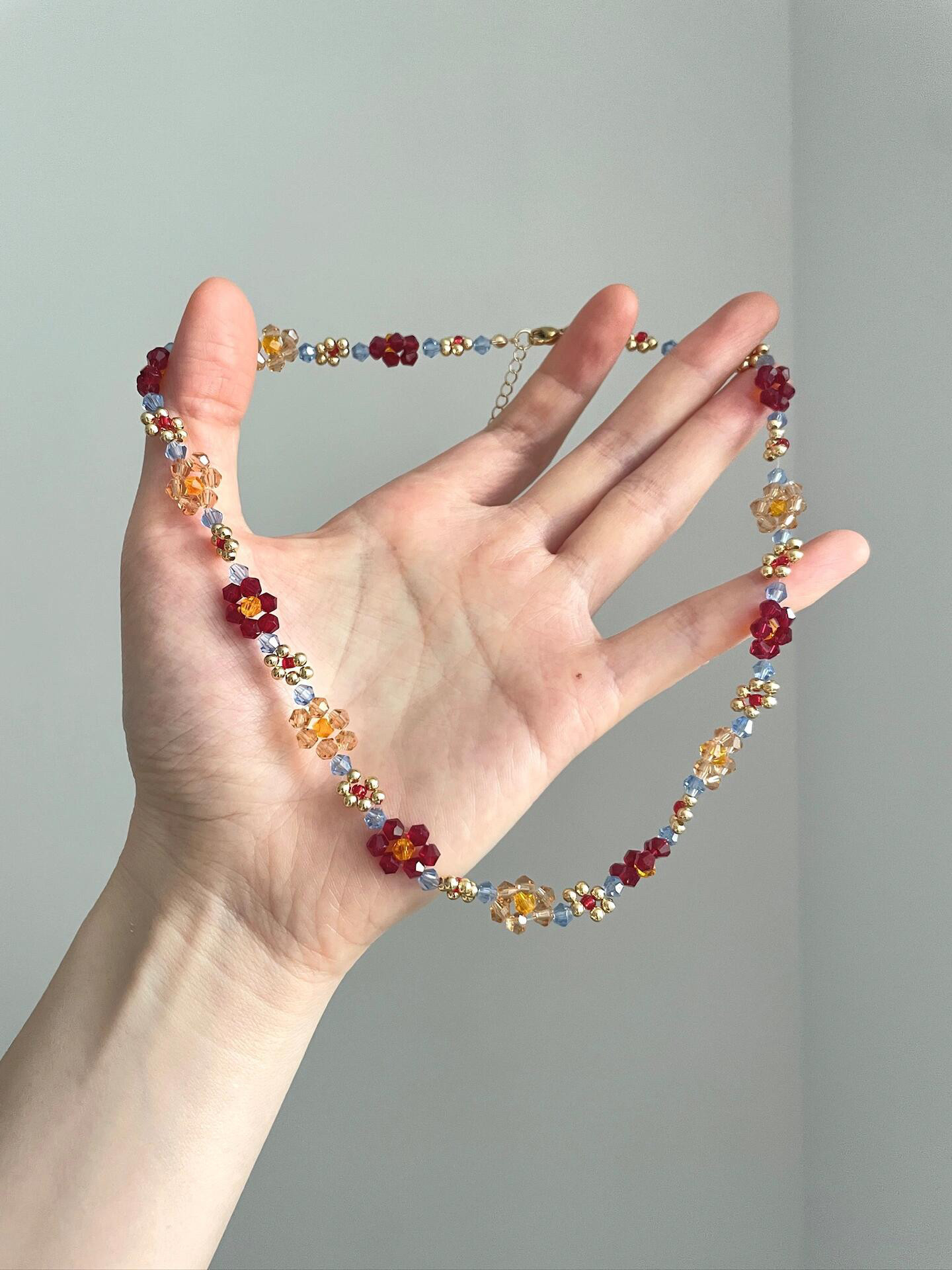 Vintage Dopamine Braided Flowers Necklace