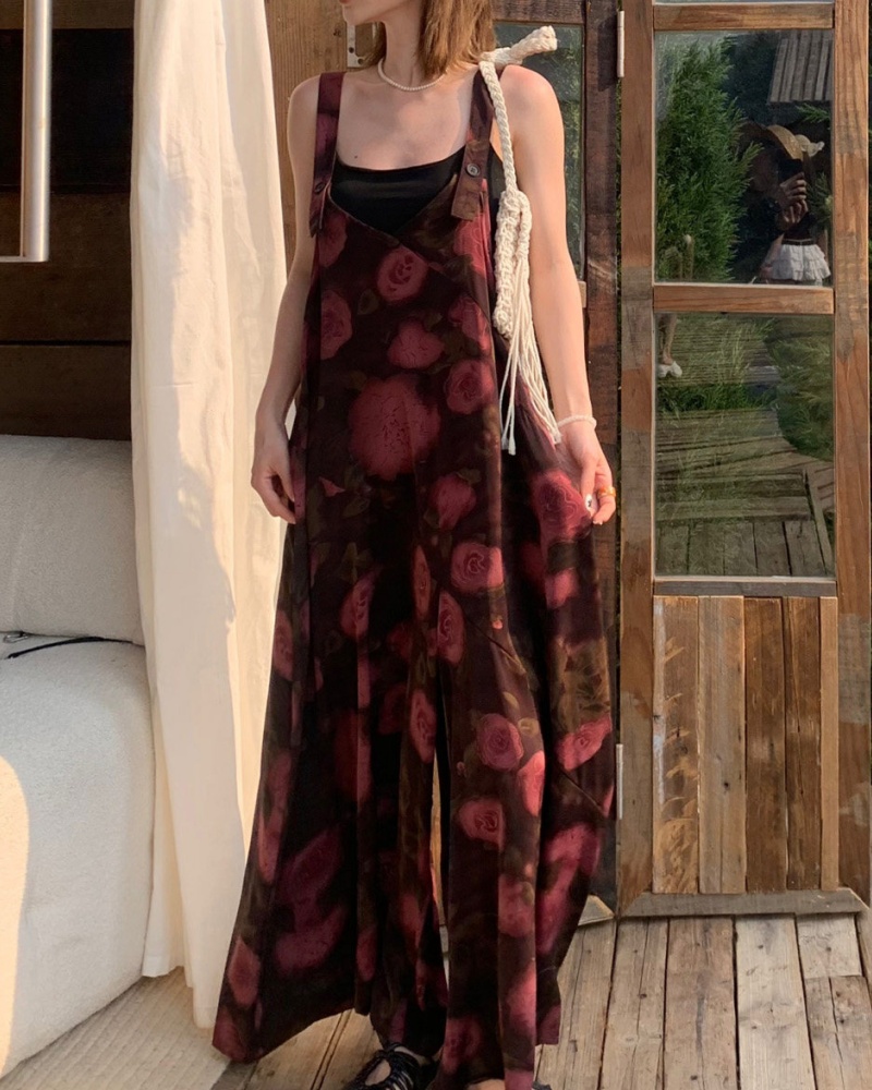 Camellia & Rose Printed Cami Wide Leg Jumpsuit