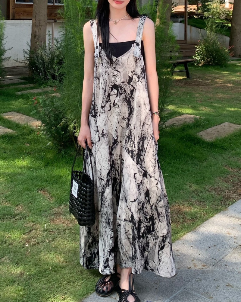 Ink Wash Gradient Printed Cami Wide Leg Jumpsuit