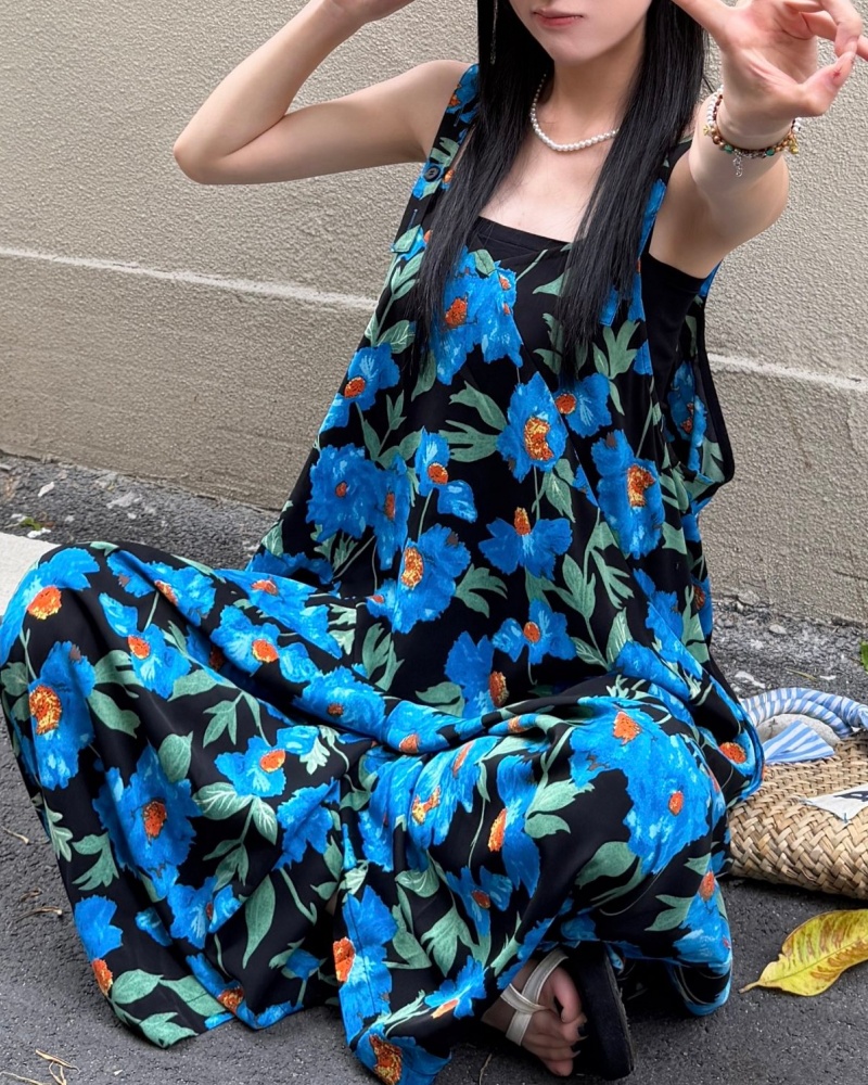 Blue Iris Printed Cami Jumpsuit Skirt Pants