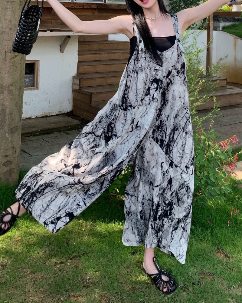 Ink Wash Gradient Printed Cami Wide Leg Jumpsuit