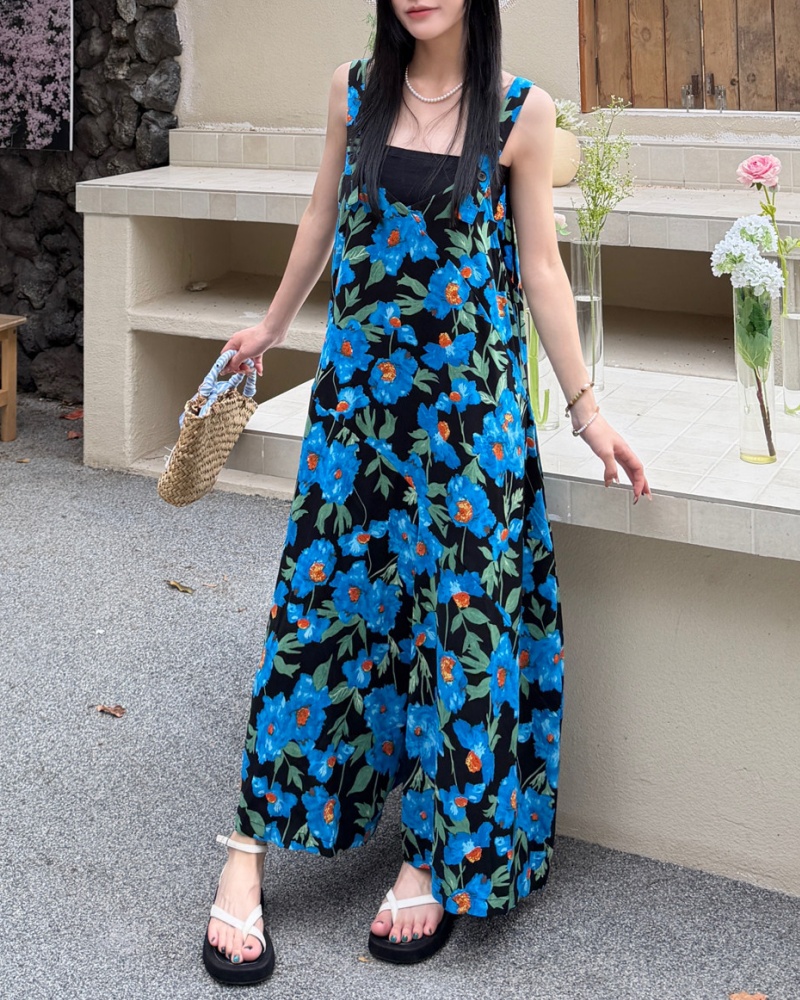 Blue Iris Printed Cami Jumpsuit Skirt Pants