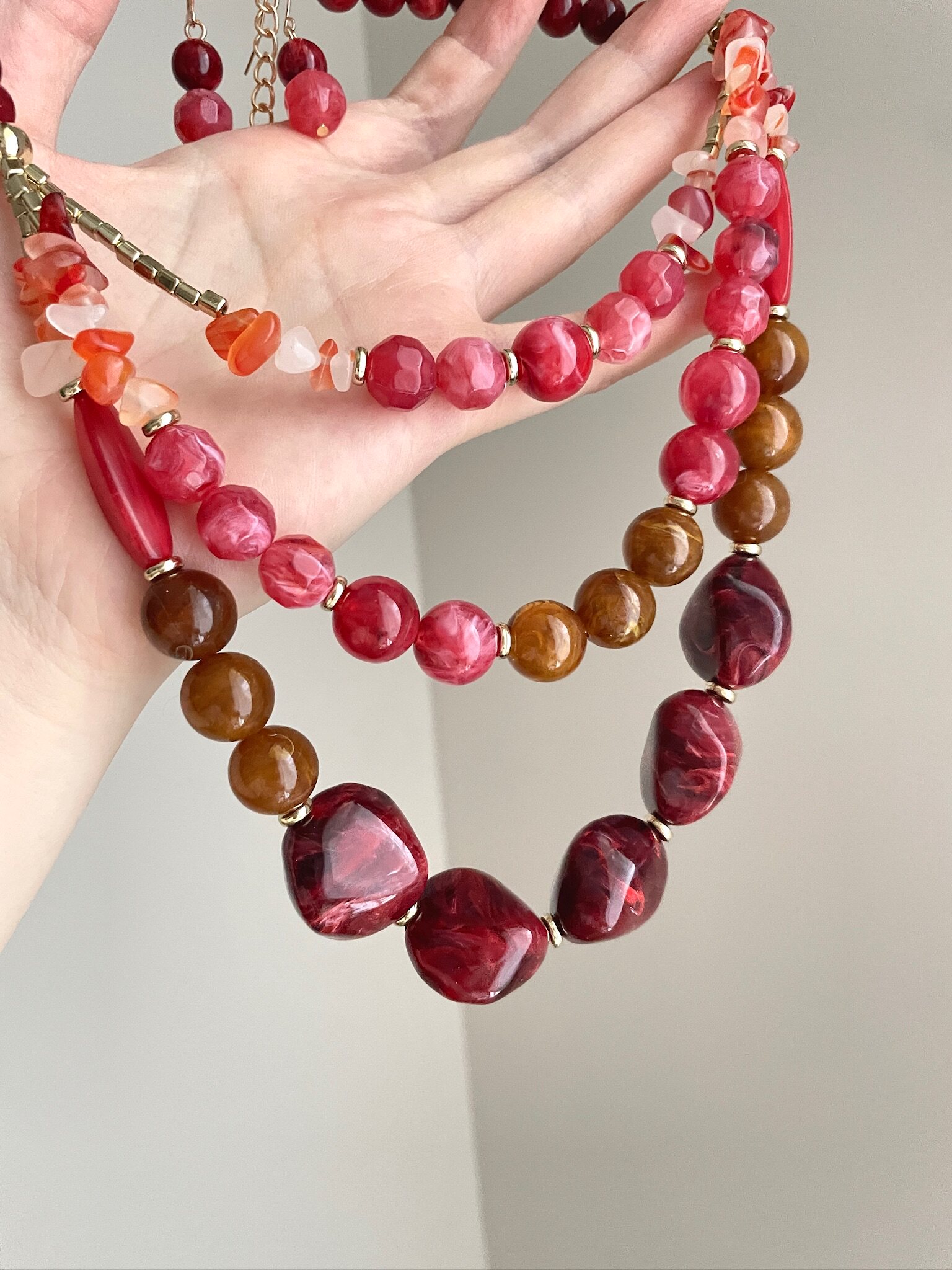 Vintage Crimson Blush Jewelry Set