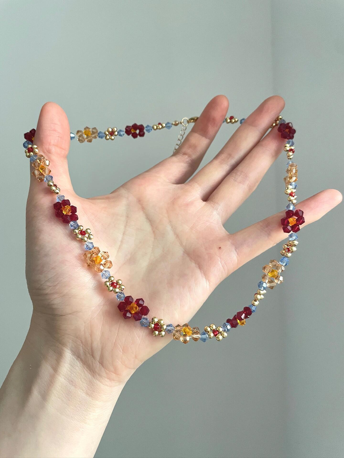 Vintage Dopamine Braided Flowers Necklace