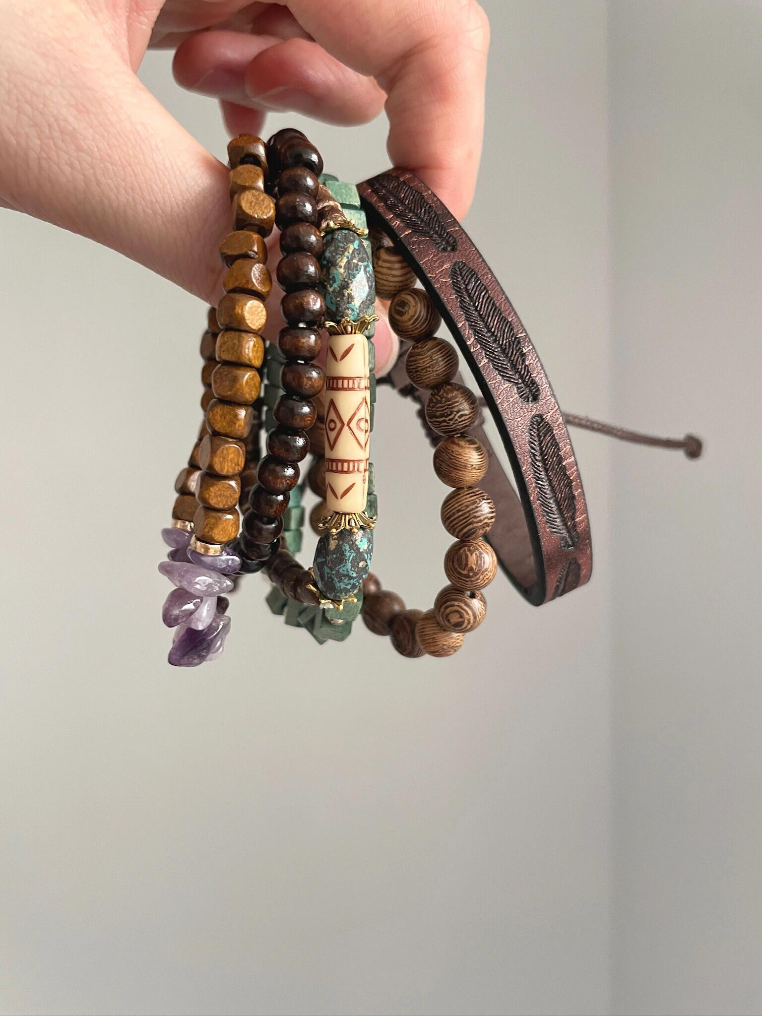 Vintage Bohemian Amethyst Turquoise Bracelet Collection