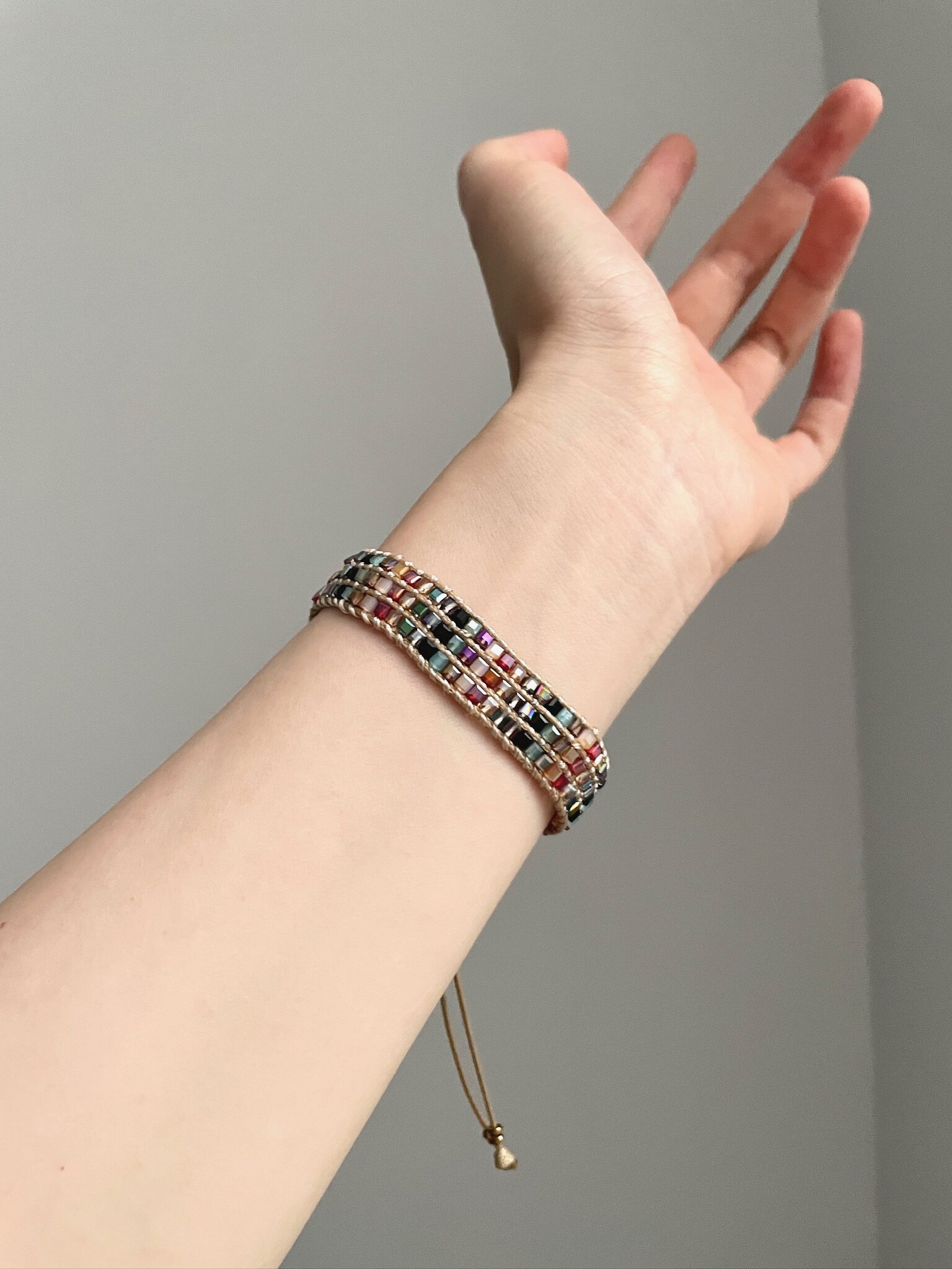 Vintage Bohemian Colored Crystal Woven Bracelet