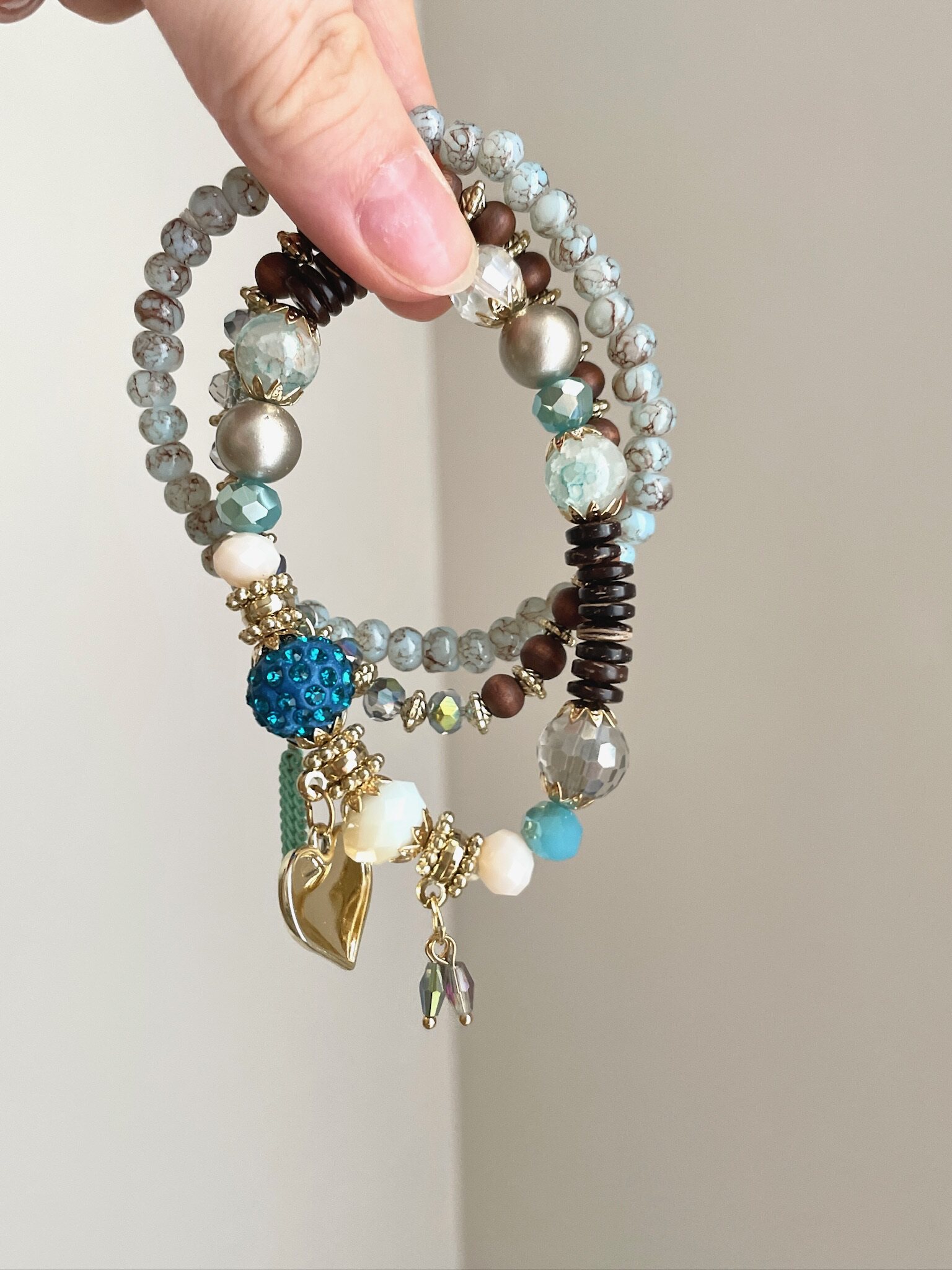 Vintage White Dew Drops Peach Heart Bracelet Collection