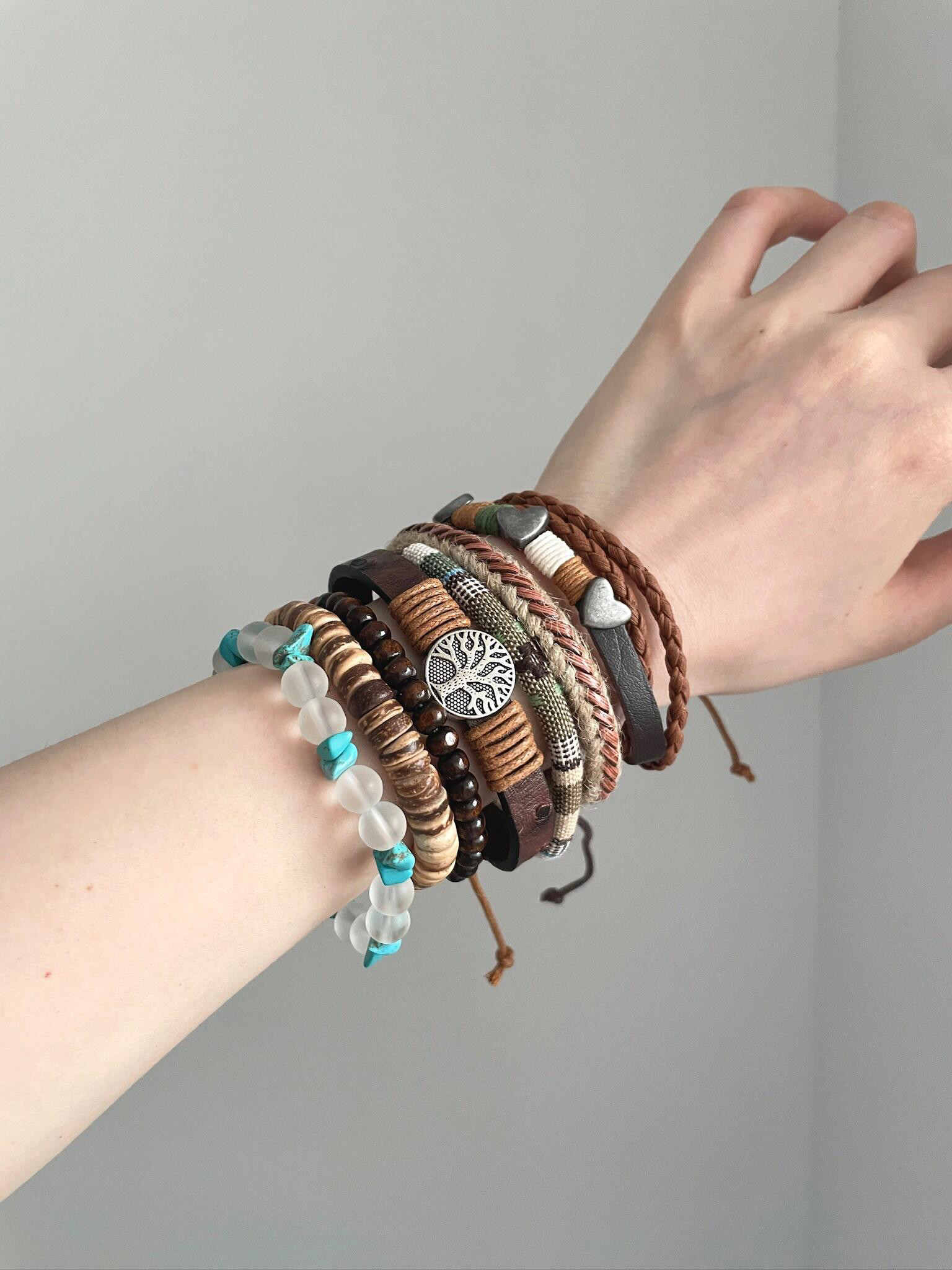 Vintage Bohemian Coconut Shell Tree Of Life Bracelet Collection