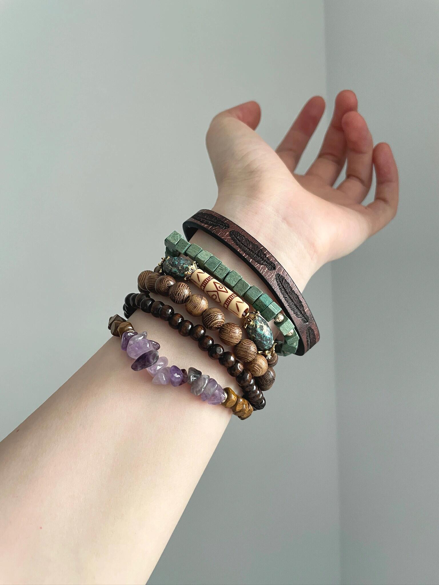 Vintage Bohemian Amethyst Turquoise Bracelet Collection
