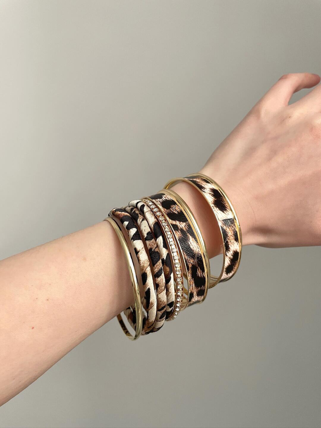 Vintage Bohemian Leopard Print Stackable Bangle Collection