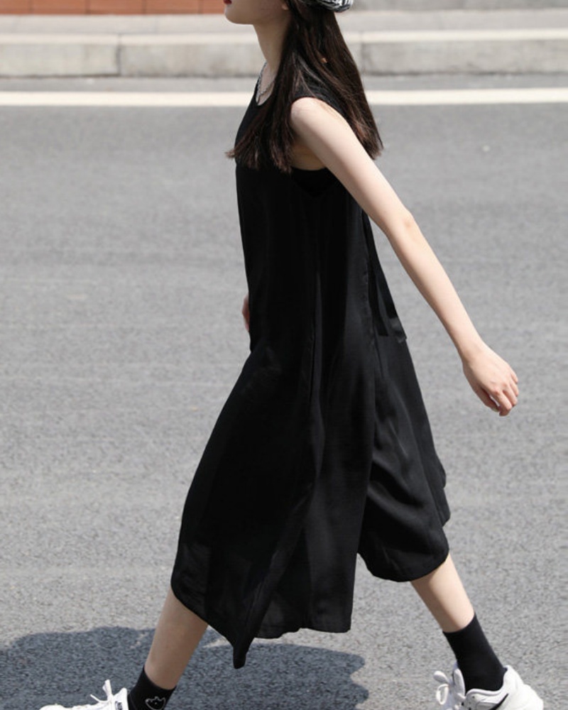 Retro Refreshing Loose Seven-point Wide-leg Jumpsuit