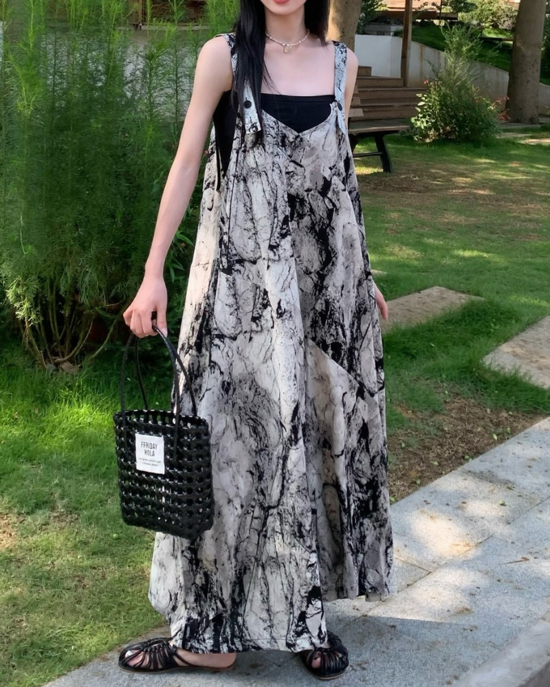 Ink Wash Gradient Printed Cami Wide Leg Jumpsuit