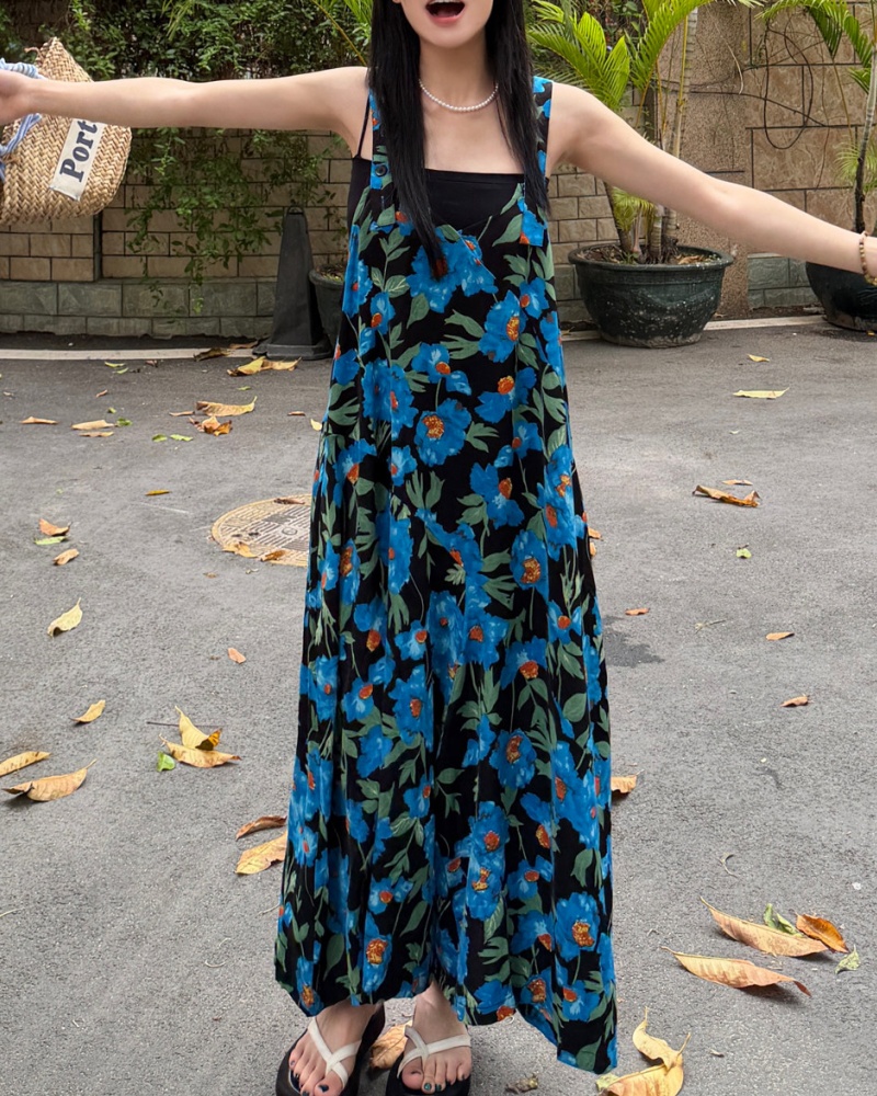 Blue Iris Printed Cami Jumpsuit Skirt Pants