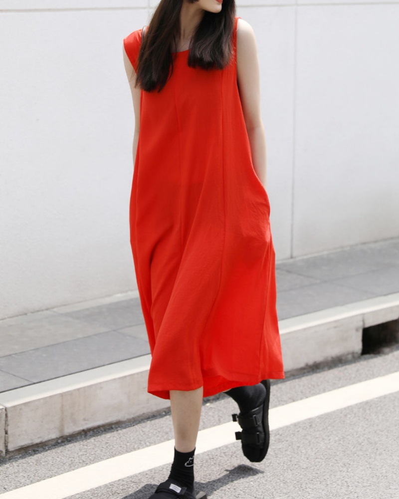 Retro Refreshing Loose Seven-point Wide-leg Jumpsuit