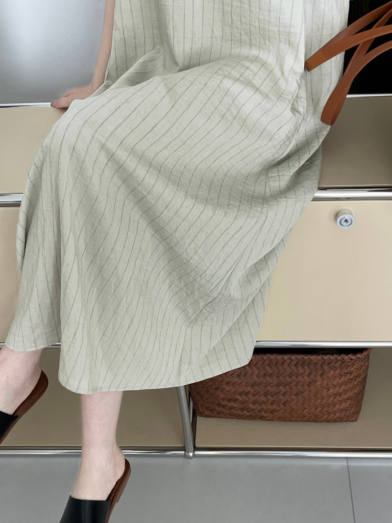 Women's textured striped dress, loose sleeveless maxi dress