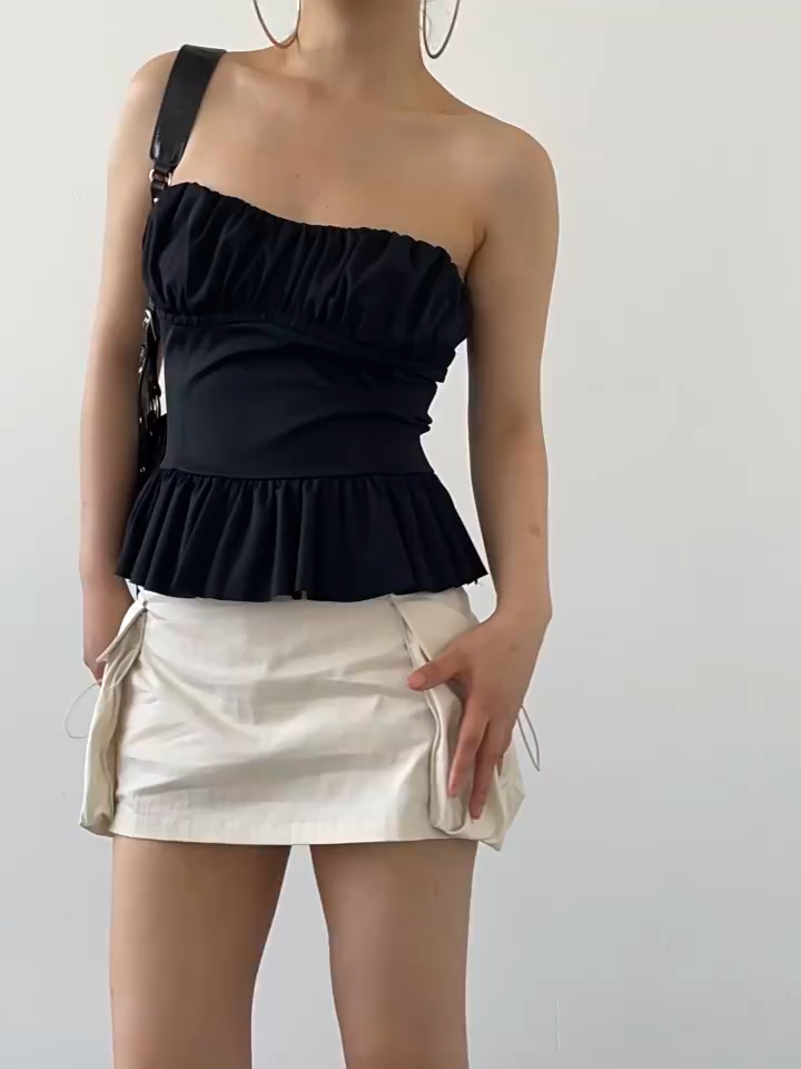 Ruched Solid Slim Tube Top For Women