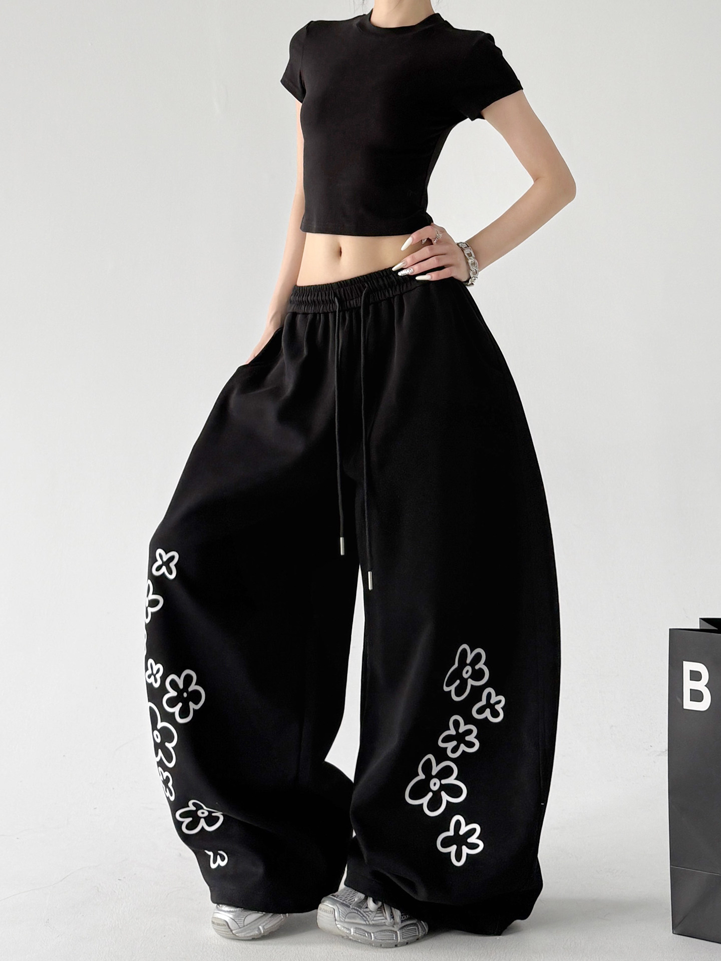 Hip Hop Graphic Loose High Waist Wide Leg Sweatpants