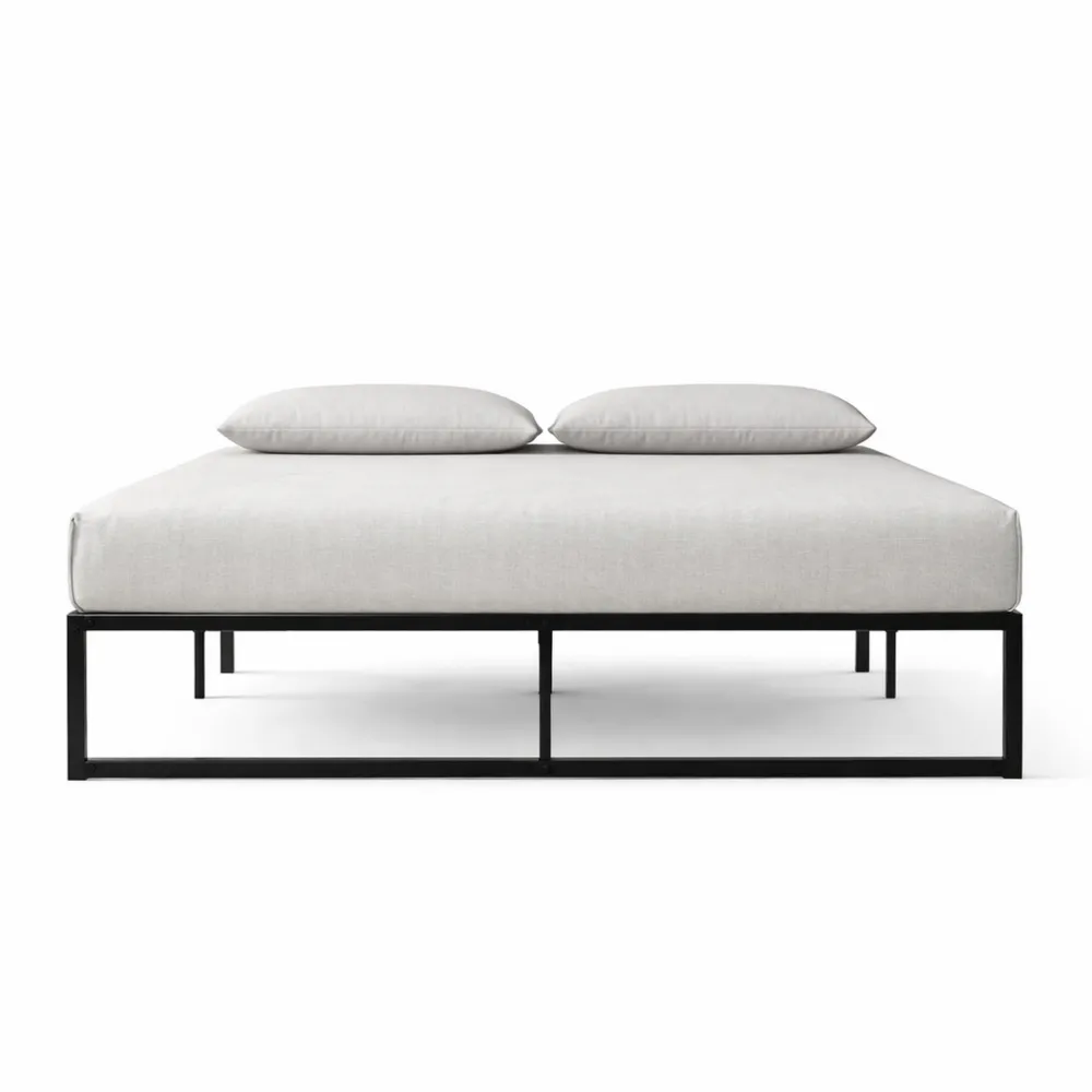 Letto Matrimoniale in Metallo con Doghe, Altezza 36 cm, Spazio Sottostante, Facile da Montare, Nero