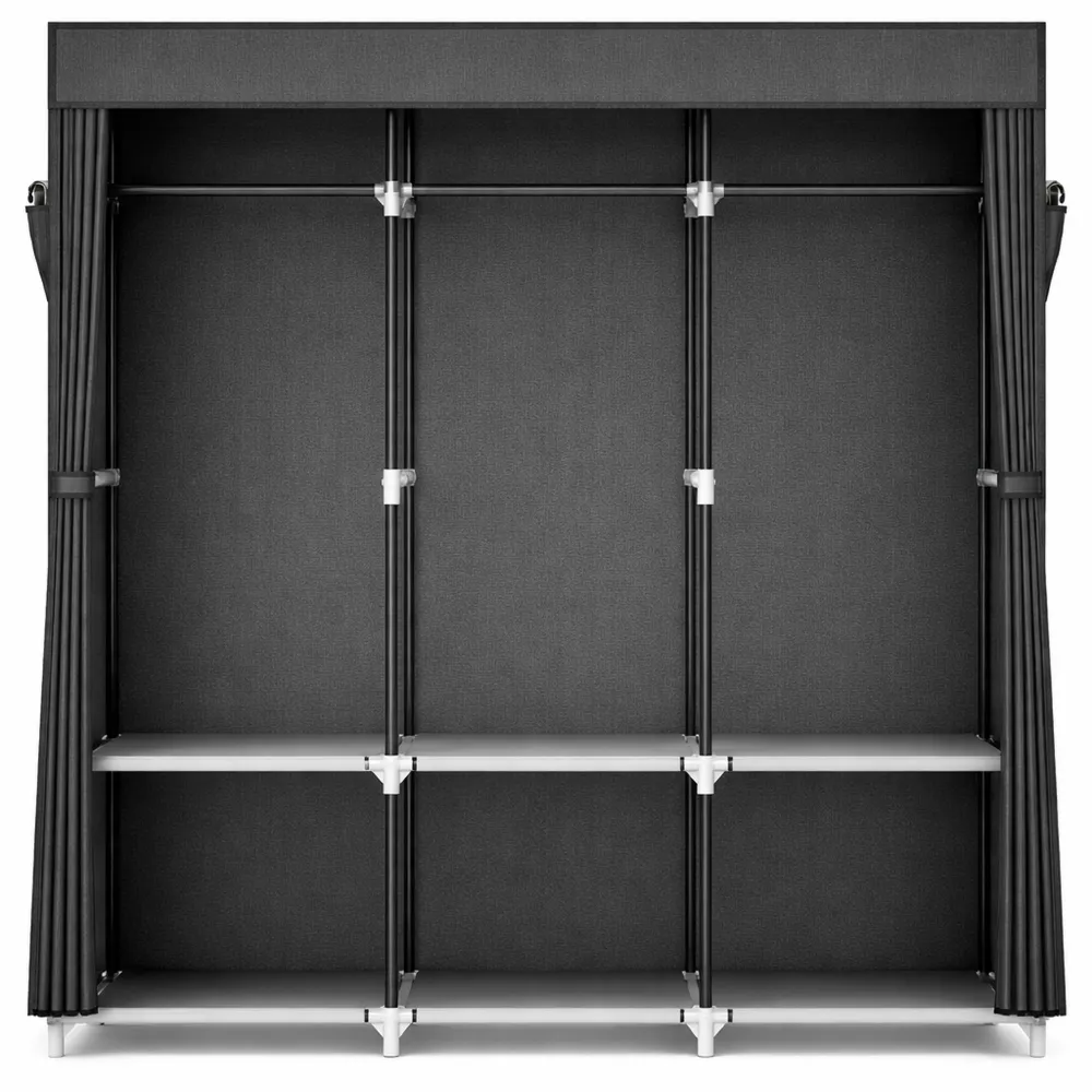 Guardaroba in Tessuto per Camera da Letto, 4 Ripiani e 4 Aste Appendiabiti, Armadio Portatile per Campeggio, 170CM