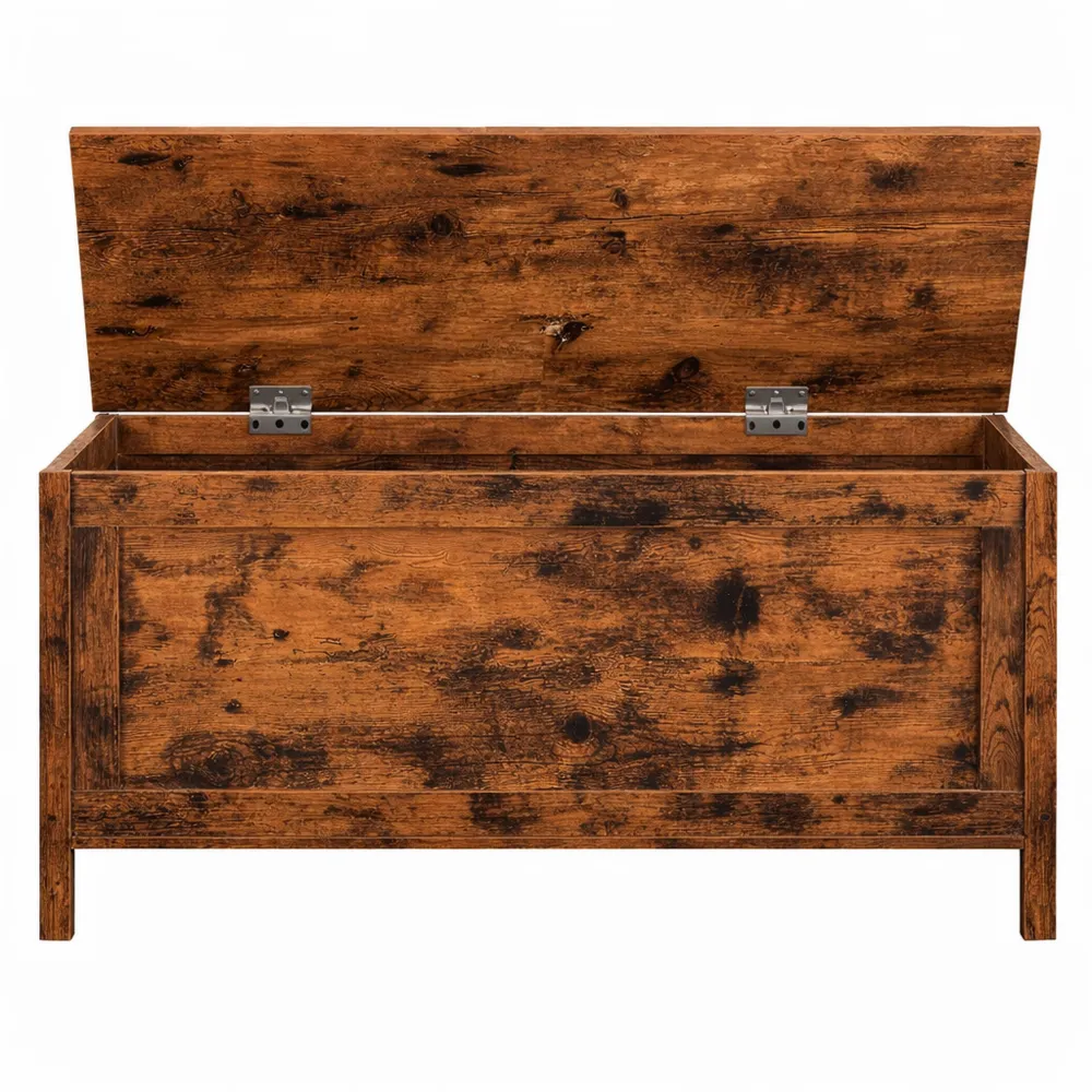 Panca Portaoggetti con Coperchio Sollevabile, Porta Giocattoli, Marrone Vintage, 100 cm