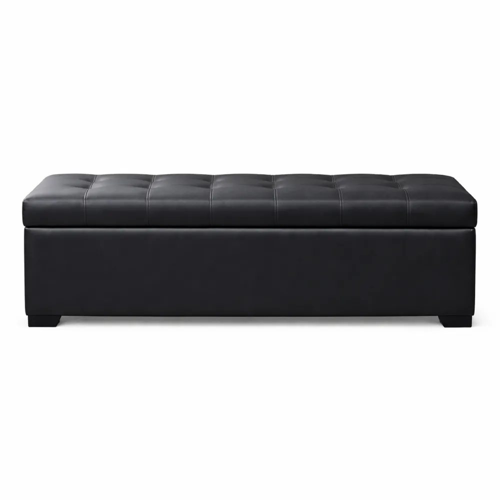 Cassapanca Imbottita in Finta Pelle con Portaoggetti