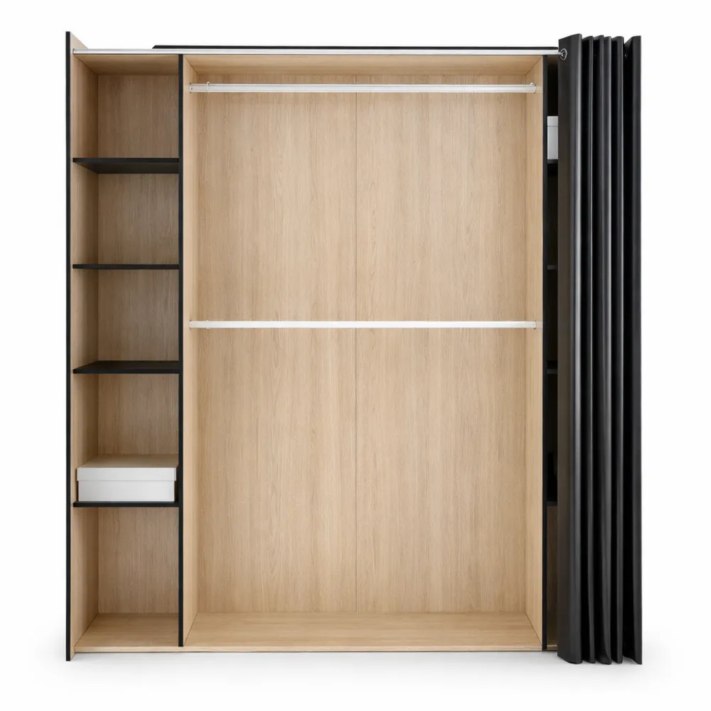 Guardaroba Grande Marrone Rovere con 8 Ripiani e Appendiabiti