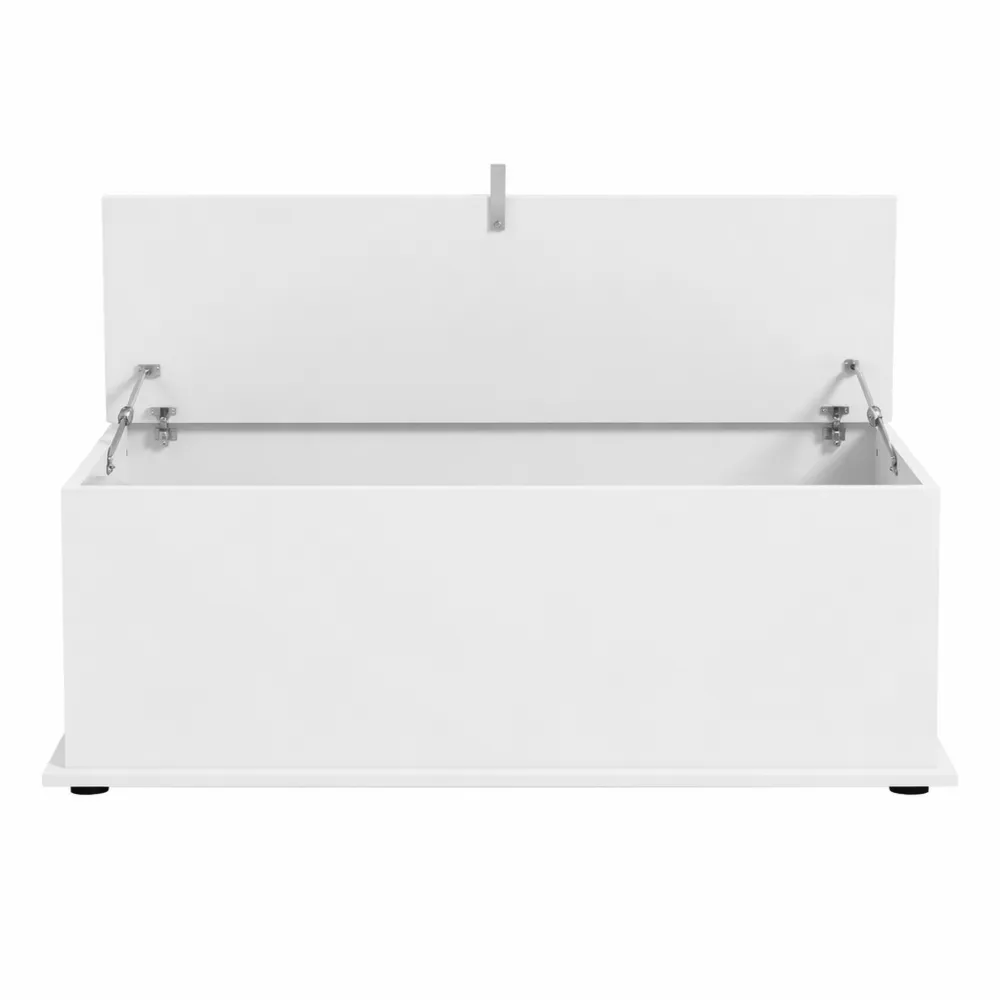 Cassapanca Multiuso con Cerniere di Sicurezza, Panca Portaoggetti in Legno Bianco per Ingresso e Camera