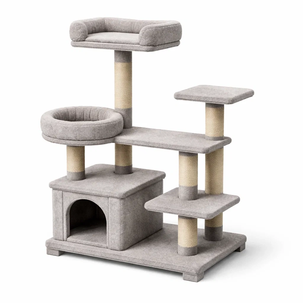 Kratzbaum mdf jute hellgrau-nestluxy