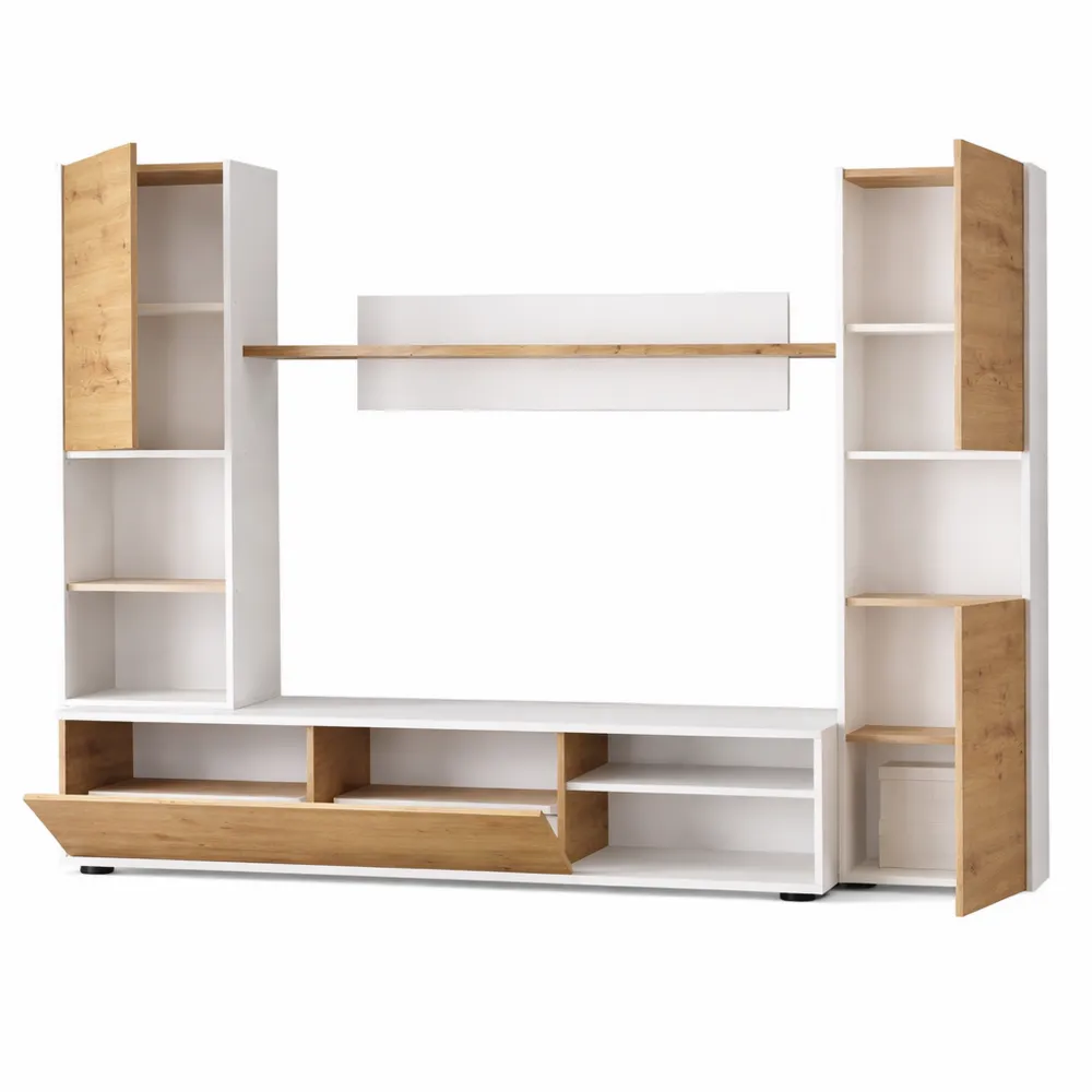 Parete Attrezzata Moderna con Ripiani Regolabili e Ante Marrone Rovere