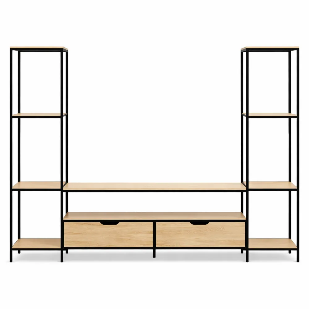 Mobile TV industriale con ripiani, 164 cm