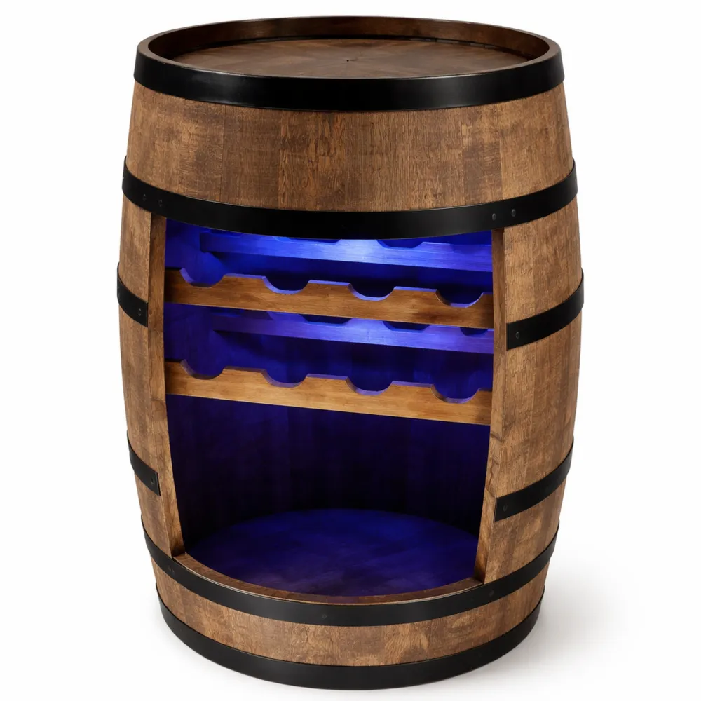 Cantinetta in legno con luci LED RGB altezza 80 cm per bottiglie