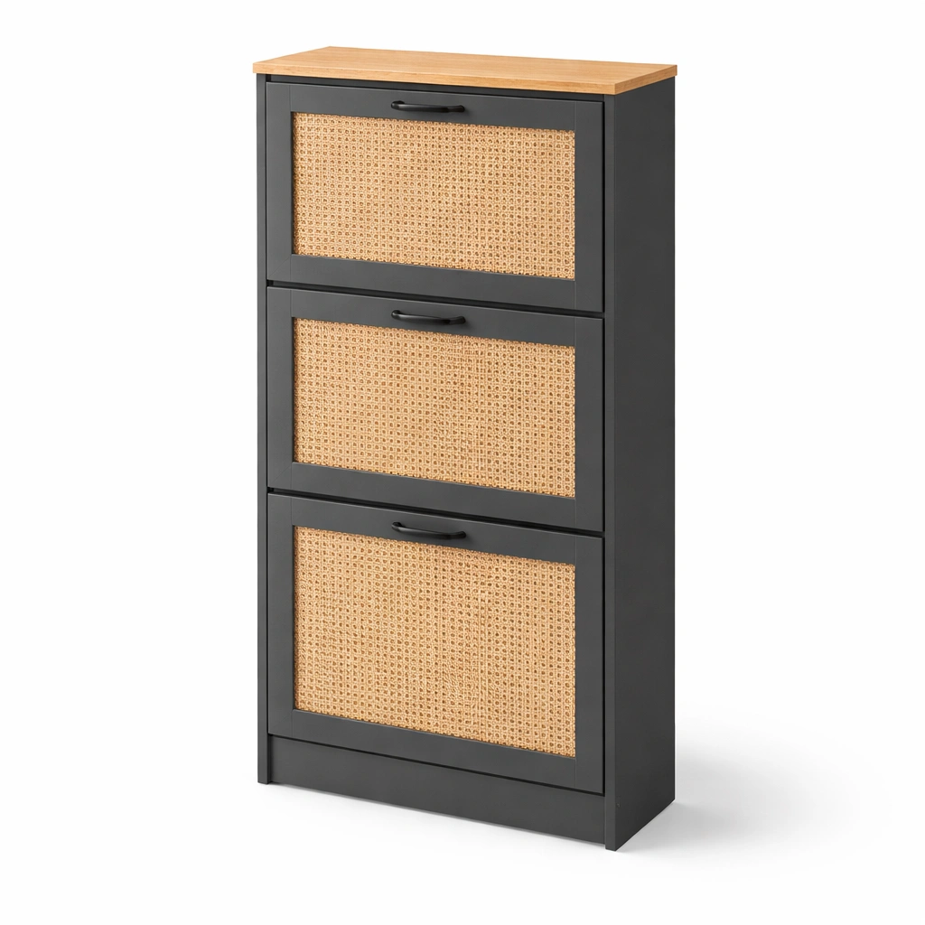 Schuhschrank Holz mit drei Klappen-srivora